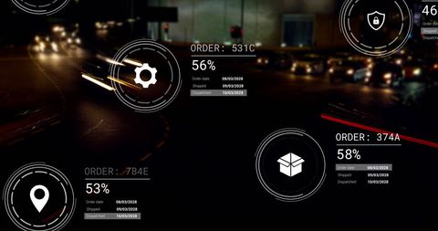 Futuristic Data Interface Over City Street at Night - Download Free Stock Images Pikwizard.com