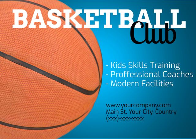 Basketball Club Promotion with Kids Skills Training and Professional Coaches - Download Free Stock Templates Pikwizard.com