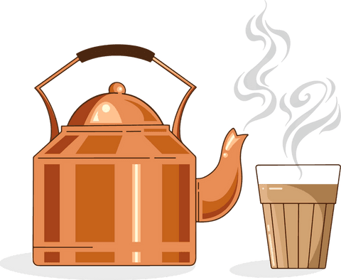 flat design copper kettle with steaming glass on transparent background - Download Free Stock Videos Pikwizard.com