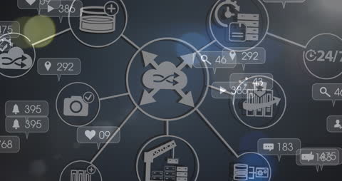 Digital Network Icons and Metrics Interface