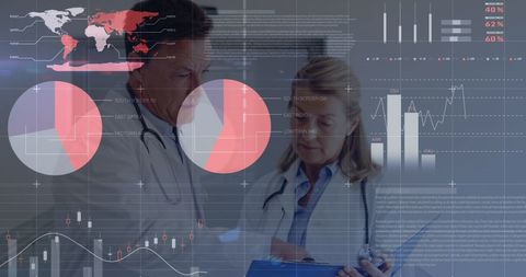 Doctors Analyzing Digital Health Data with Global Maps - Download Free Stock Images Pikwizard.com