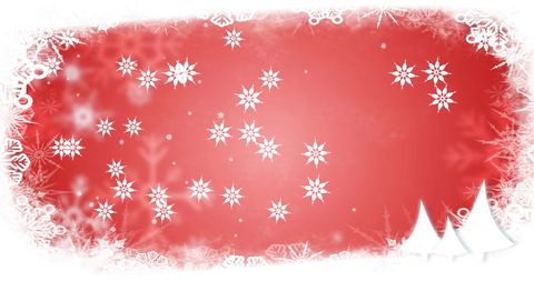 Festive Red Christmas Background with Falling Snowflakes