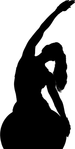 Transparent silhouette of sportswoman exercising with ball