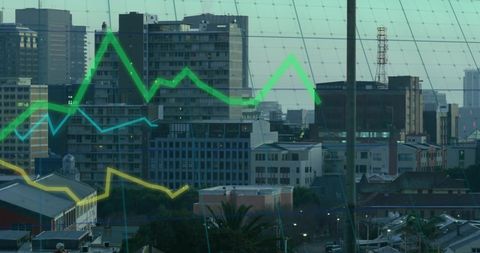 Financial Graph Overlay on Urban Skyline Depicting Market Trends - Download Free Stock Images Pikwizard.com