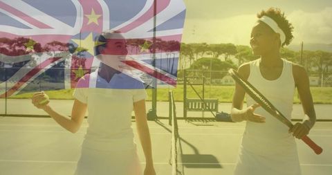 Athletic Women Enjoying Tennis Match with Democratic Enthusiasm