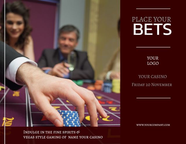 Elegant Casino Night Event Promotion Template with Gambling Theme - Download Free Stock Templates Pikwizard.com