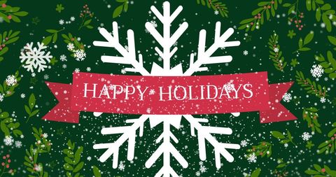 Festive Holiday Greeting with Snowflakes and Greenery - Download Free Stock Images Pikwizard.com