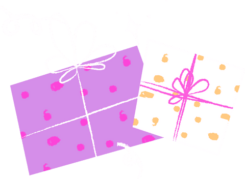 Floating Lavender and White Gift Boxes with Ribbons on Transparent Background