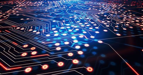 Futuristic Light Trails on Computer Circuit Board - Download Free Stock Images Pikwizard.com
