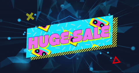 Digital Sale Advertisement with Abstract Neon Background