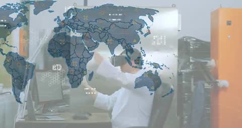 Researcher Navigating Global Data with VR Technology