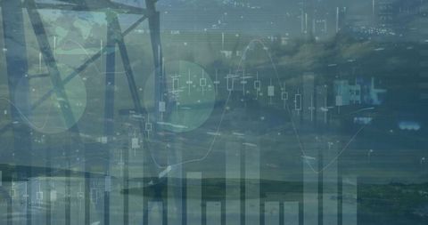 financial data overlaying electricity pole for energy finance concept - Download Free Stock Images Pikwizard.com