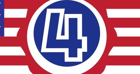 Patriotic Number Four with American Flag Elements