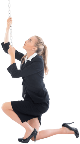 blonde businesswoman pulling chain isolated on transparent background - Download Free Stock Videos Pikwizard.com