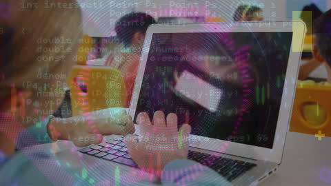 Financial Technology Concept with Code and Globe Overlay