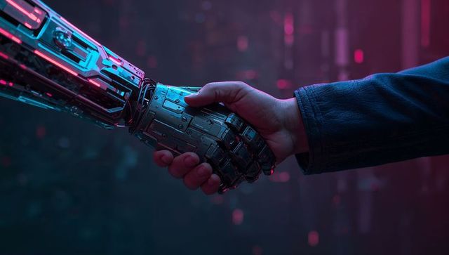 Human and Robotic Handshake in Futuristic Setting