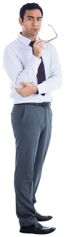 pensive asian businessman with glasses on transparent background - Download Free Stock Videos Pikwizard.com