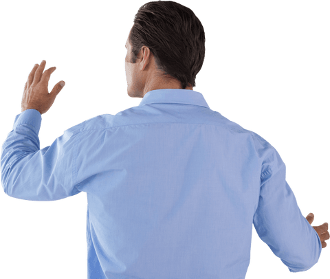 transparent interface: innovative businessman gesturing from behind - Download Free Stock Videos Pikwizard.com