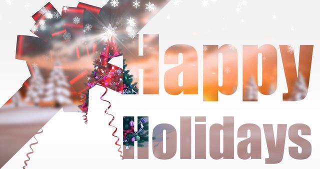Illustration of christmas greeting with happy holidays message on white background 4k