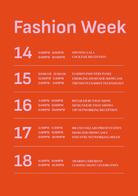 Fashion Week Schedule on Red Background - Download Free Stock Videos Pikwizard.com