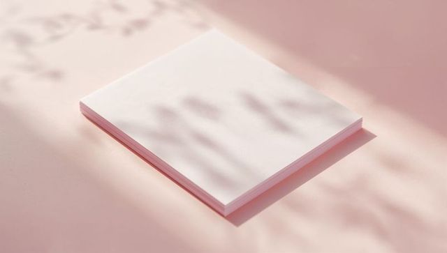 Minimalist stationery flat lay with pastel backdrop