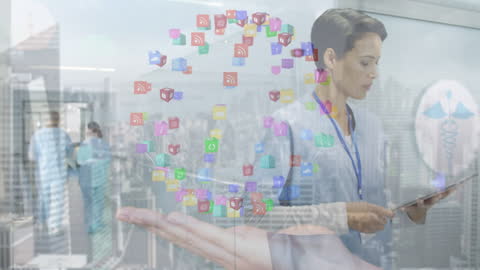 Healthcare Professional Using Tablet in Digital Network Environment