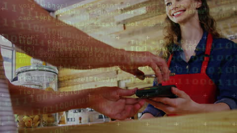Man Using Contactless Payment at Counter