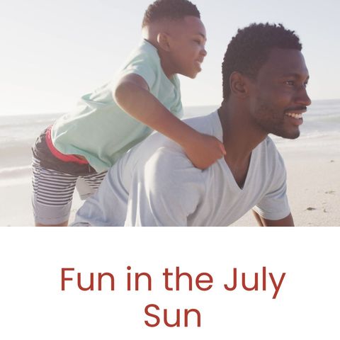 Joyful Father and Son Playing by Summer Beach