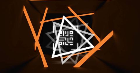 glowing qr code with neon geometric abstract background - Download Free Stock Images Pikwizard.com