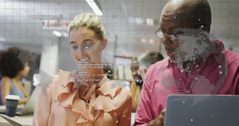 Diverse Colleagues Collaborating with Digital Global Interface