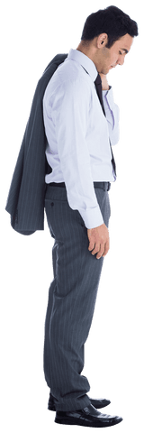 Businessman Reflecting with Jacket Over Shoulder Transparent