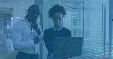 Business Professionals Collaborating over Financial Data Visualization