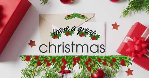 Festive Christmas Message with Holiday Decorations - Download Free Stock Images Pikwizard.com