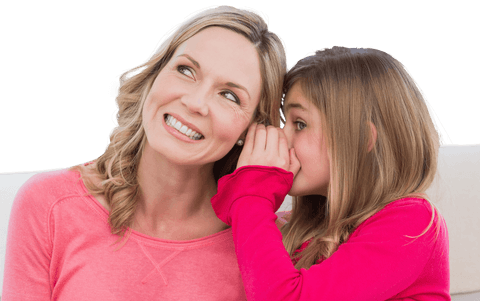 Mother and Daughter Whispering on Transparent Background