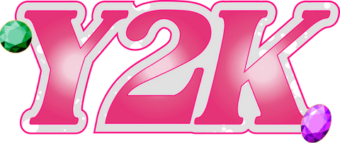 Vibrant Y2K Text with Gem Accents on Transparent Background