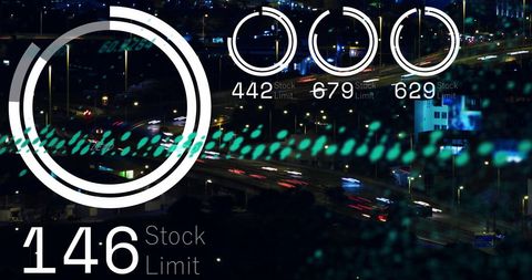 Futuristic digital interface with data analytics graph