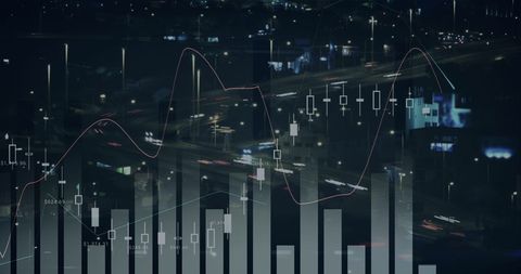 Stock Market Graphs Overlaying Busy City Traffic - Download Free Stock Images Pikwizard.com