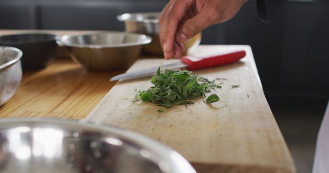 Chef Garnishing with Fresh Herbs in a Modern Kitchen - Download Free Stock Images Pikwizard.com