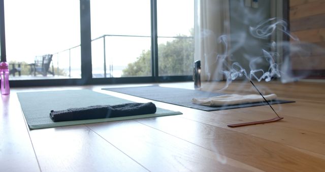 Zen Yoga Studio with Incense Sticks and Yoga Mats - Download Free Stock Images Pikwizard.com