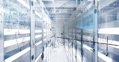 Mathematical Equations Merging with Server Room Technology Concept - Download Free Stock Images Pikwizard.com