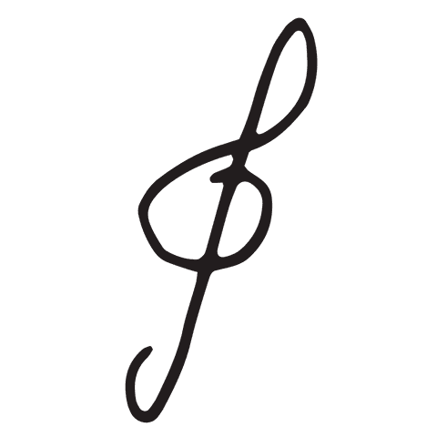 Black treble clef silhouette on transparent background vector design