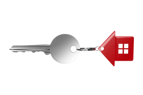 silver key attached to red transparent house keychain - Download Free Stock Videos Pikwizard.com