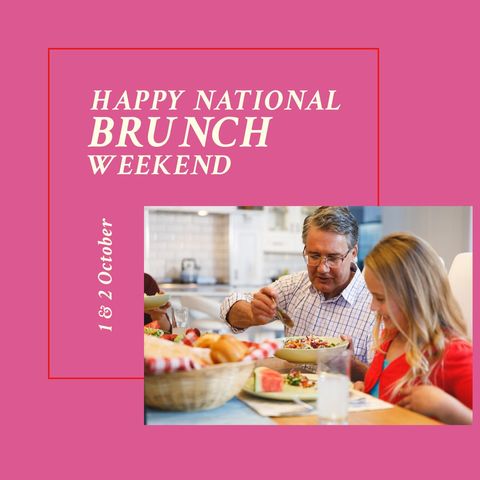 Happy National Brunch Weekend Celebration with Family Meal - Download Free Stock Templates Pikwizard.com