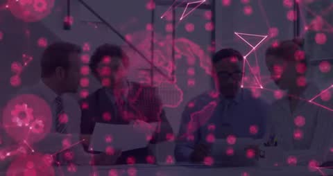 Global Business Team Analyzing Digital Data Connectivity Innovative Solutions