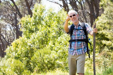 Senior Man Hiking Forest Trail with Backpack - Download Free Stock Images Pikwizard.com