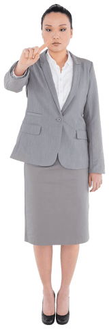 Transparent background asian businesswoman indicating direction