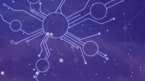 Futuristic Digital Network Animation on Blue Background