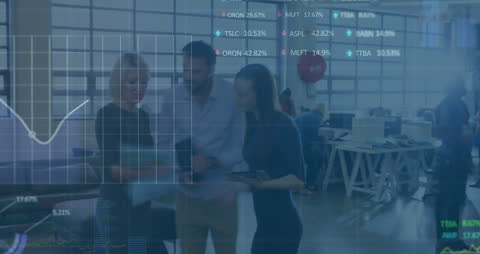 Financial Data Processing Animation in Modern Office Environment