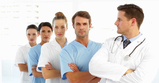 Medical team in uniform with serious expressions - Download Free Stock Images Pikwizard.com