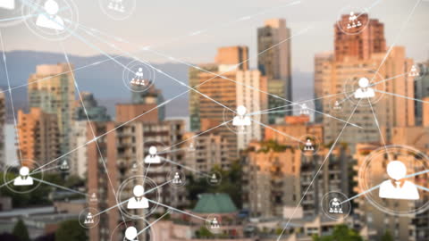 Global Networking Concept over Urban Skyline